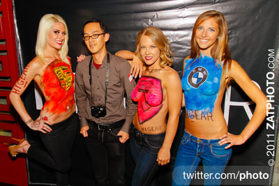 Body painted models at corporate event